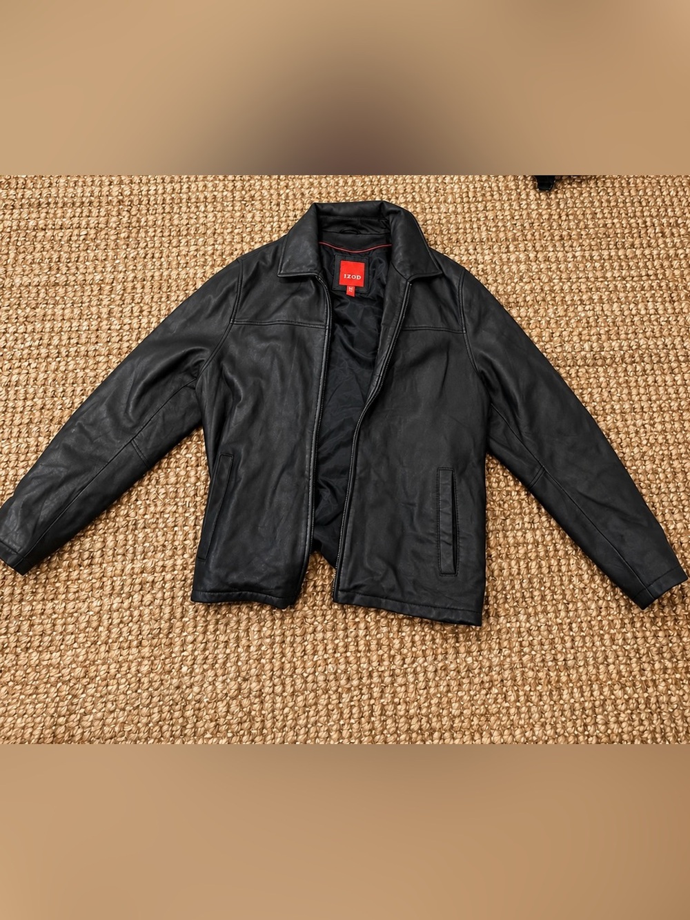 IZOD Genuine Lamb Leather Jacket Black Full Zip Men’s Large L